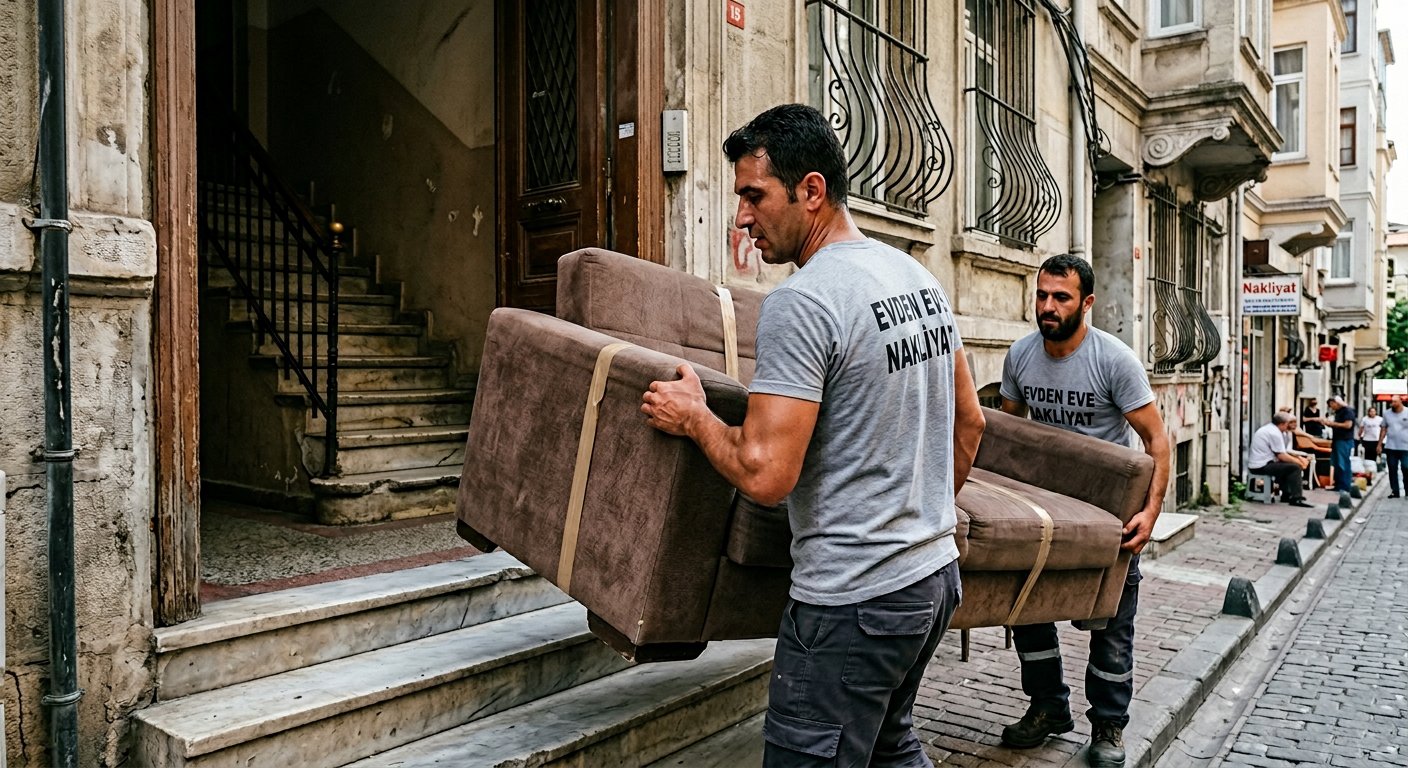 Ahsap konsolun bina girisinden cikarilmasi
