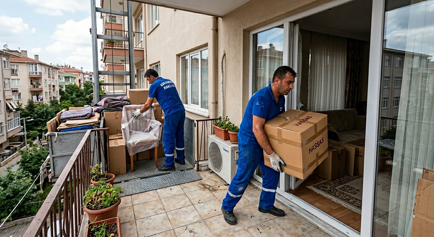 Balkondan koli ve mobilya aktarimi