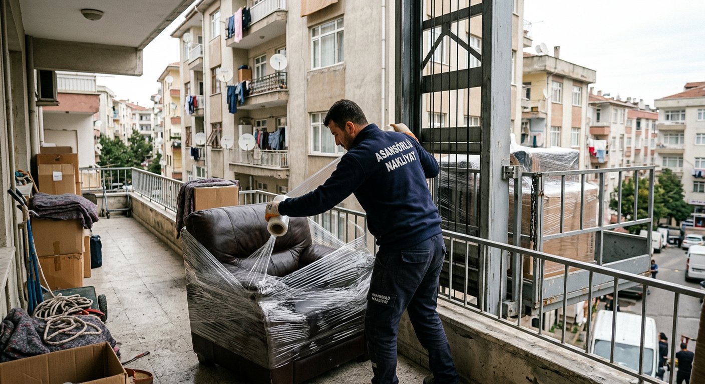 Guvenlik dubalariyla asansorlu nakliye alani