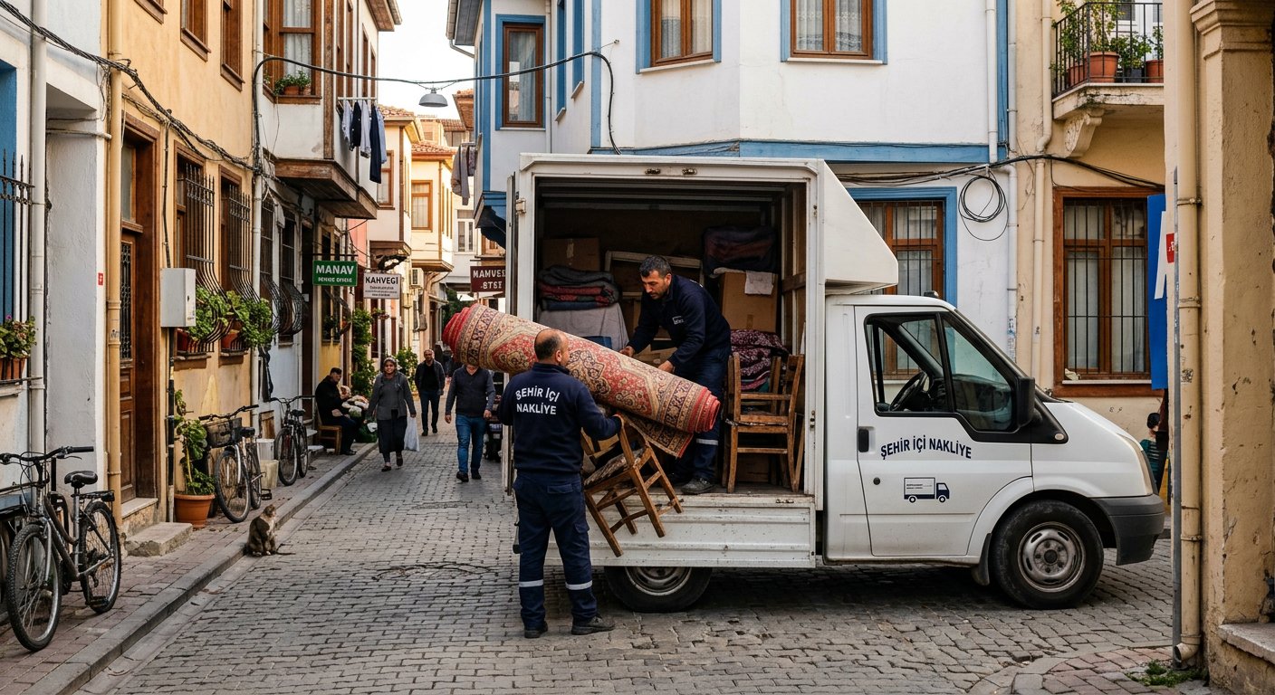 Mahalle arasinda kucuk nakliye araci