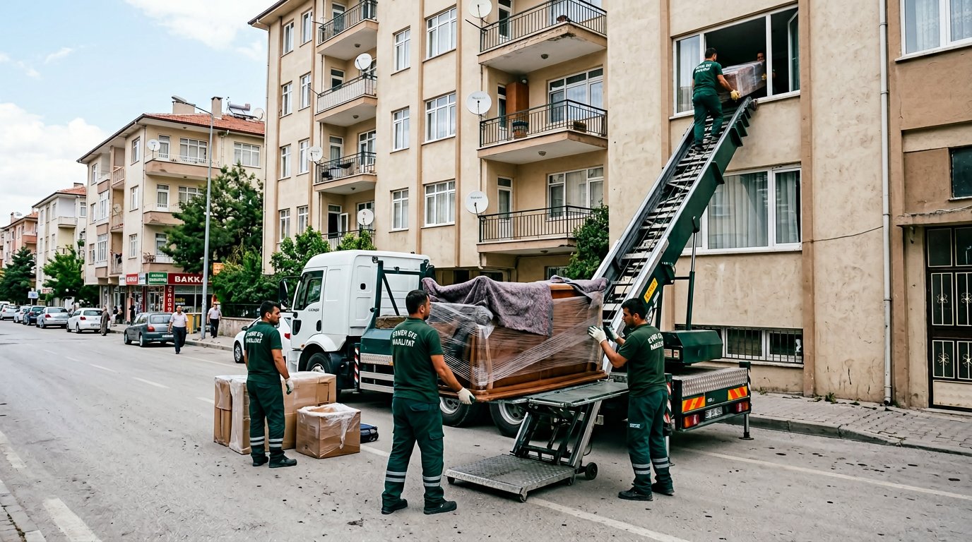 Sari asansorle apartman dairesi bosaltma