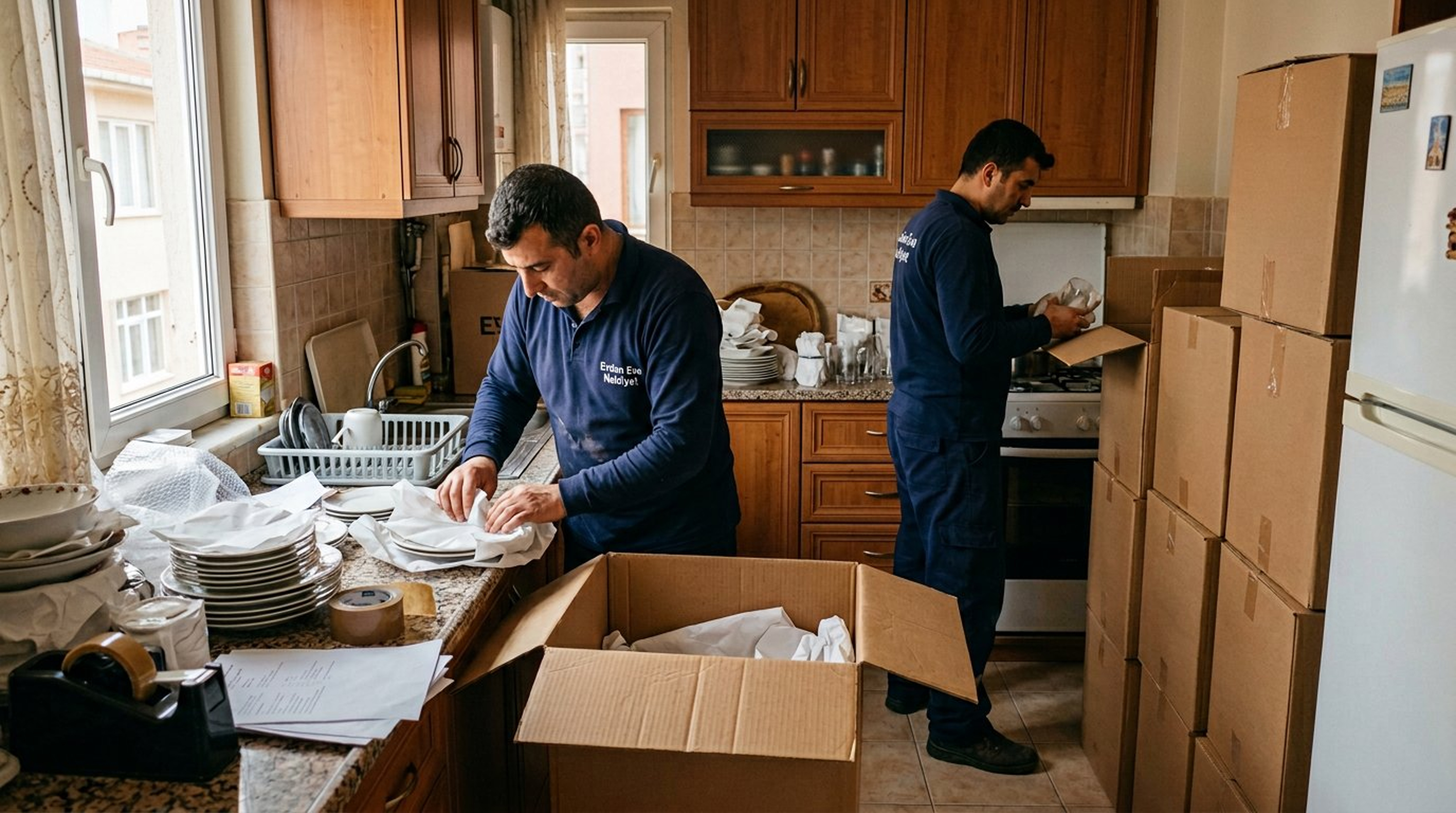 Beyaz eşyaların dik konum ve bağlantı güvenliği korunarak sevki